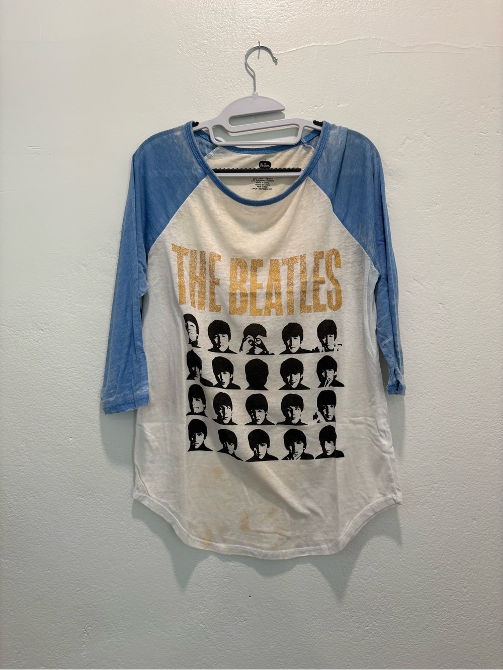 Blue & White Raglan Graphic Baseball Tee